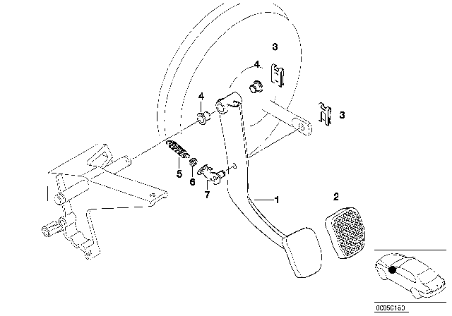 2002 BMW Z3 M Pedals Supporting Bracket / Brake Pedal Diagram