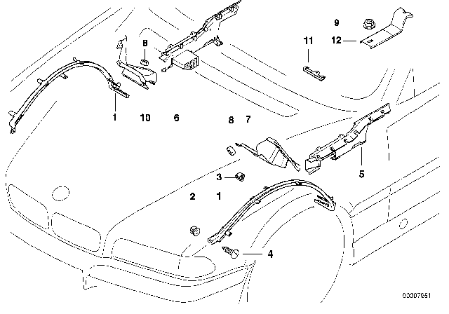 1998 BMW 740i Cable Covering Diagram 1