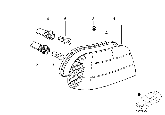 1999 BMW 740iL Tail Light Gasket Diagram for 63218360083
