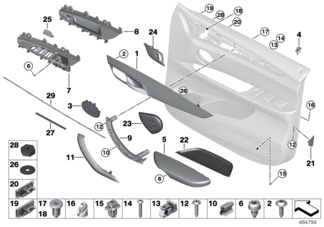 2015 BMW X6 Mounting Parts, Door Trim Panel Diagram 1