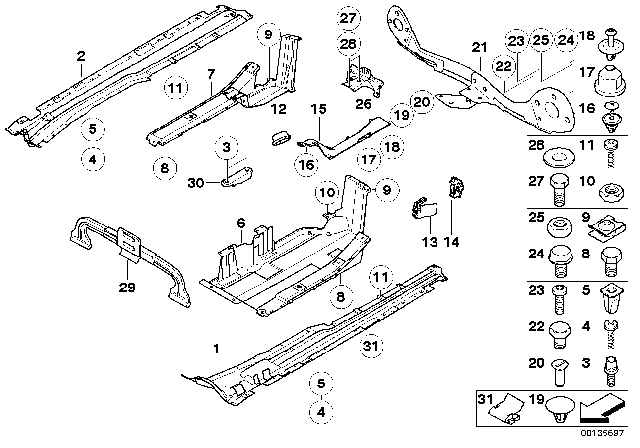 2006 BMW X5 Reinforcement Towing Hinge Diagram for 51717019019