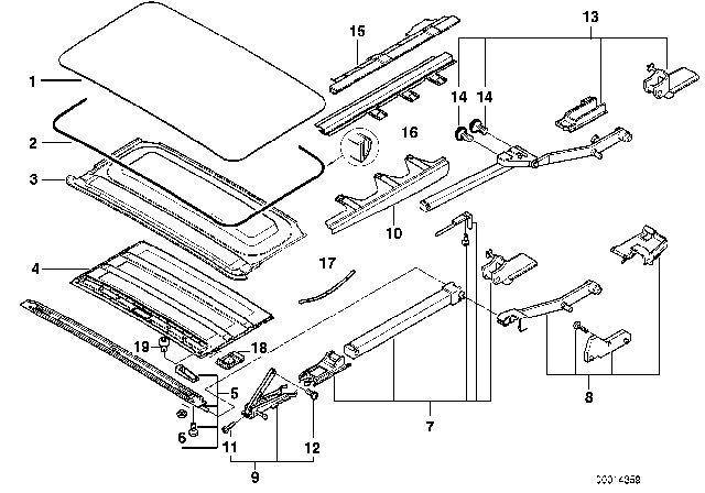 1995 BMW 740i Repair Kit For Left Slide Water Channel Diagram for 54128173101