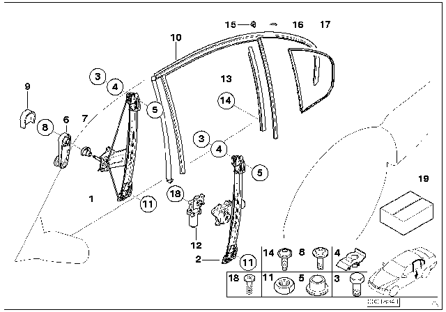 1999 BMW 328i Door Window Lifting Mechanism Diagram 3