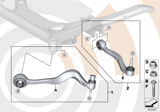 2008 BMW 650i Repair Kit, Trailing Links And Wishbones Diagram