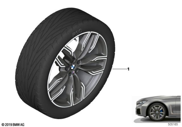 2020 BMW 740i xDrive BMW Light-Alloy Wheel, M Double Spoke Diagram 3