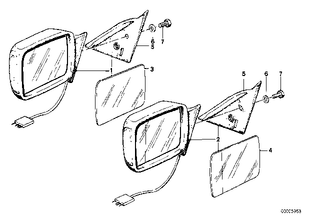 1977 BMW 320i Sedan(E21) Electrical Exterior Mirror Diagram 1