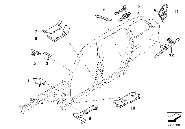 2009 BMW 328i Cavity Shielding, Side Frame Diagram
