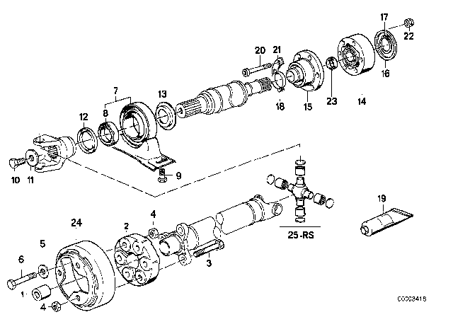 1991 BMW 525i Snap Ring Diagram for 26111225017