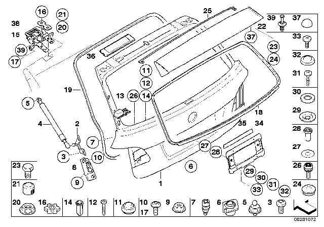 2007 BMW 530xi Single Components For Trunk Lid Diagram