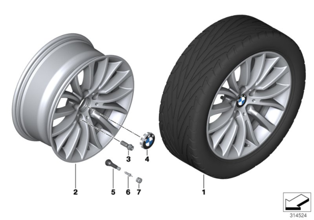 2016 BMW 650i Disc Wheel, Light Alloy, Bright-Turned Diagram for 36116857668
