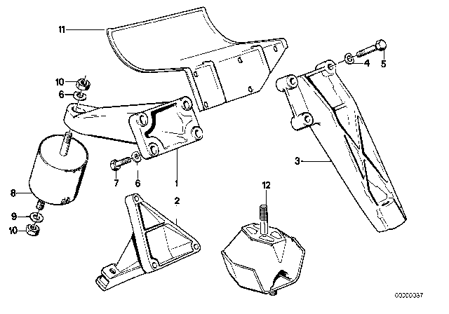 1987 BMW M6 Engine Housing Supporting Bracket Right Diagram for 11811175592
