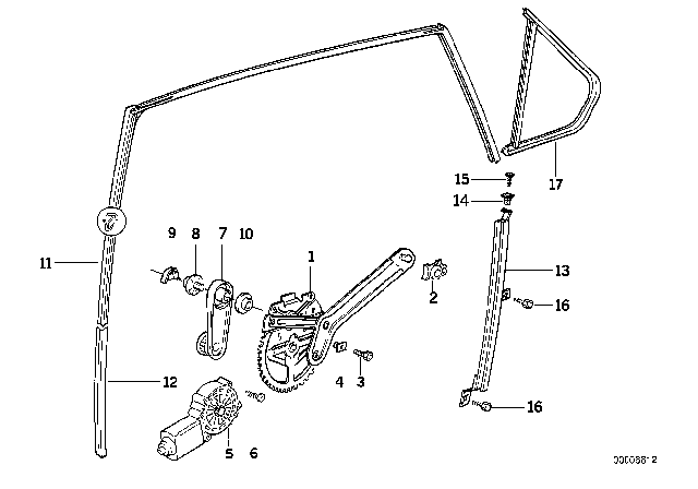 1998 BMW 328i Left Window Guide Diagram for 51341960901