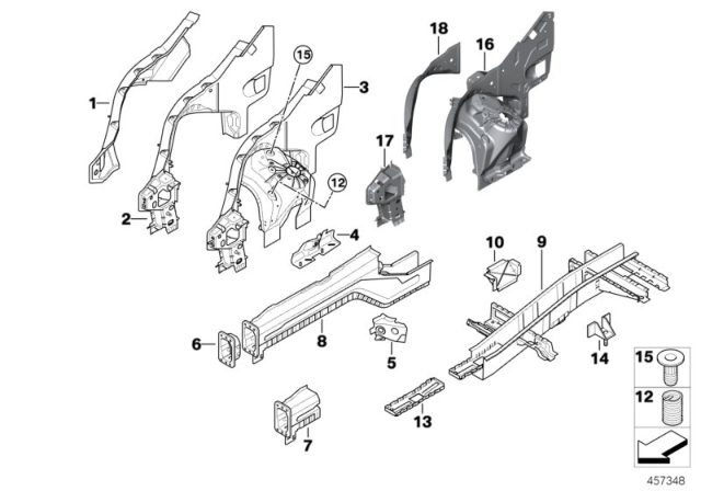 2014 BMW X6 Wheelhouse / Engine Support Diagram