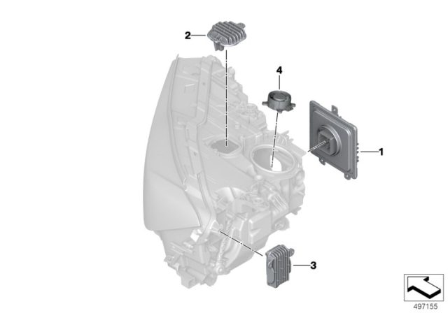 2020 BMW M760i xDrive Single Parts, Headlight Diagram