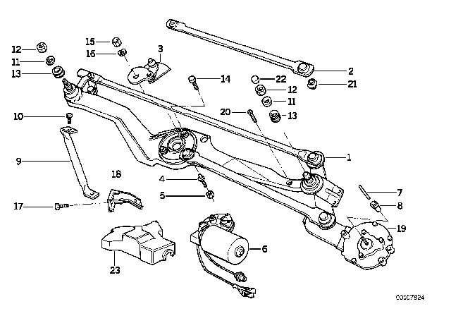 1994 BMW 850Ci Single Wiper Parts Diagram
