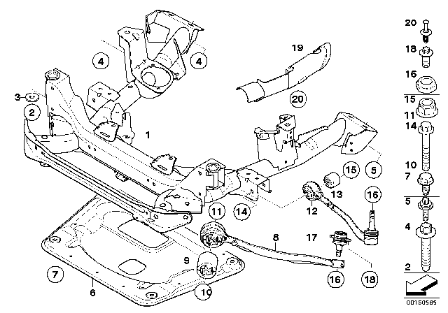 2005 BMW X3 Self-Locking Hex Nut Diagram for 31003453633