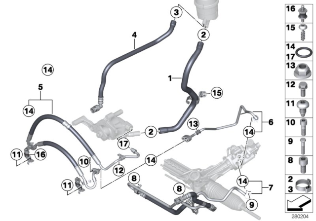 2012 BMW M6 Hydro Steering - Oil Pipes Diagram