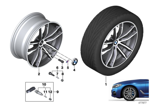 2020 BMW 540i BMW LA Wheel, Double Spoke Diagram 2