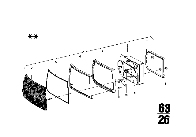 1972 BMW 2002tii Reflector Left Diagram for 63211356933