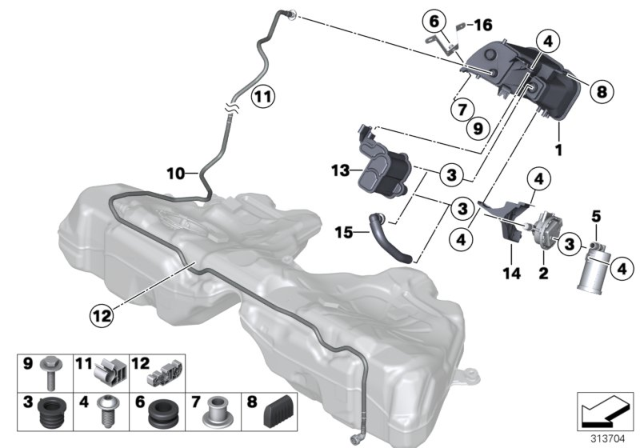 2015 BMW M6 Activated Charcoal Filter / Fuel Ventilate Diagram