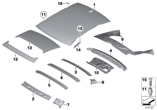 2011 BMW Alpina B7 Roof Bow, Front Diagram for 41237204408