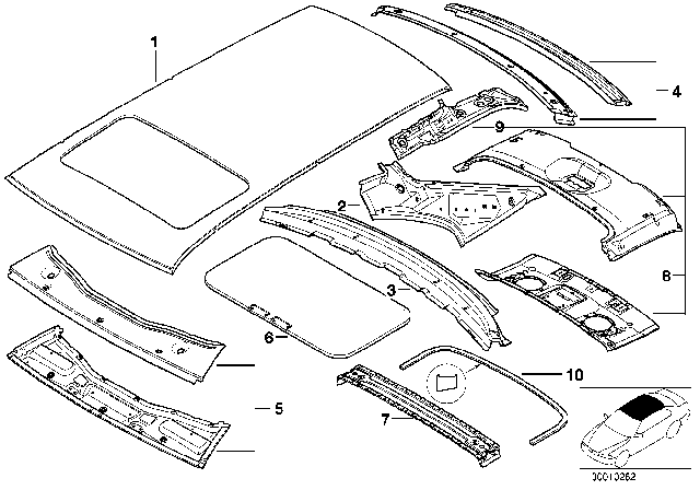 2001 BMW 530i Roof Diagram