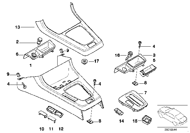 1996 BMW 318ti Switch Cover Diagram for 51162492465