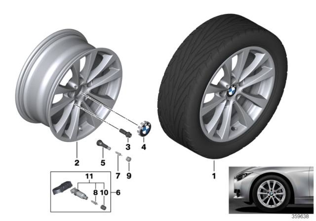 2018 BMW 430i BMW LA Wheel, V-Spoke Diagram 1