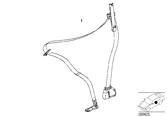2001 BMW 530i Safety Belt Front Diagram