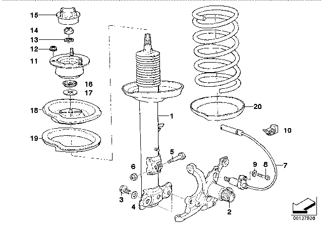 1999 BMW 328is Lower Spring Mount Diagram for 31331090479