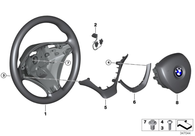 2012 BMW X6 Airbag Sports Steering Wheel Diagram