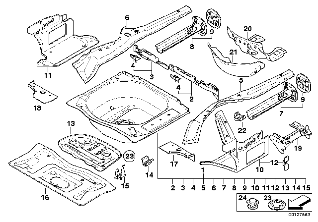 2007 BMW M6 Mounting Parts For Trunk Floor Panel Diagram