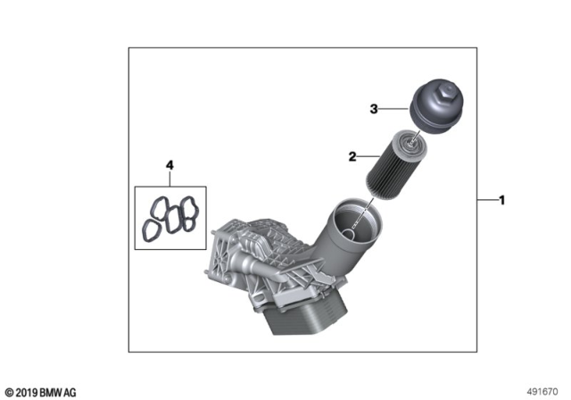 2020 BMW X4 Lubrication System - Oil Filter, Heat Exchanger Diagram
