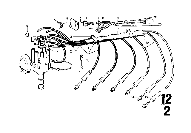 1974 BMW 3.0CS Ignition Wiring / Spark Plug Diagram