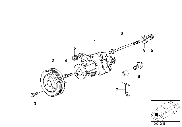 1997 BMW 740i Exchange Power Steering Pump Diagram for 32411092015