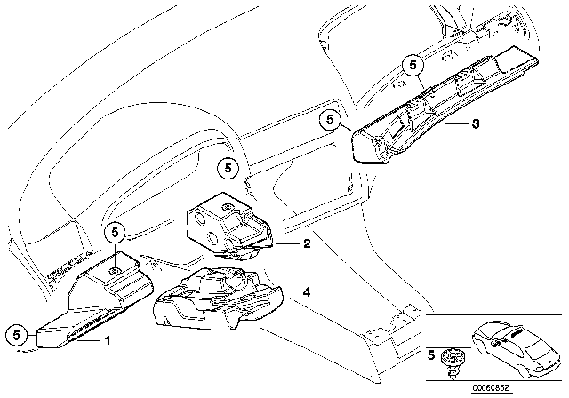 2002 BMW 325Ci Knee Protect.Co-Driver'S Side Upper Part Diagram for 51457115934