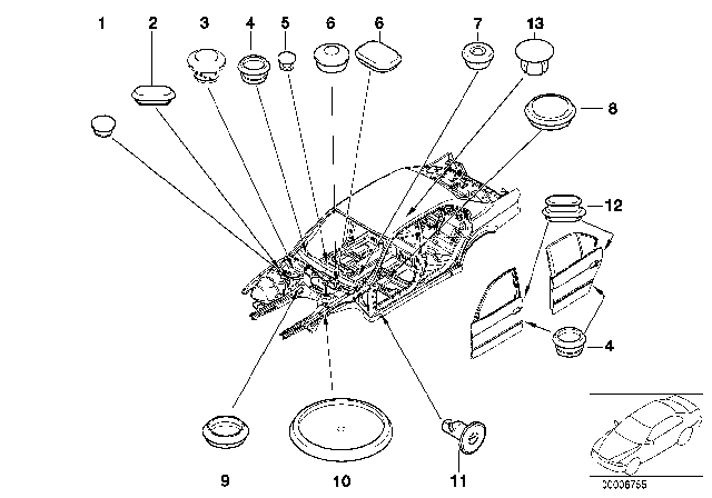 1998 BMW 740iL Blind Plug Diagram for 51711932936