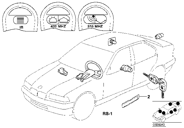 1995 BMW 325i Repair Kit One-Key Locking System Diagram for 51218194544