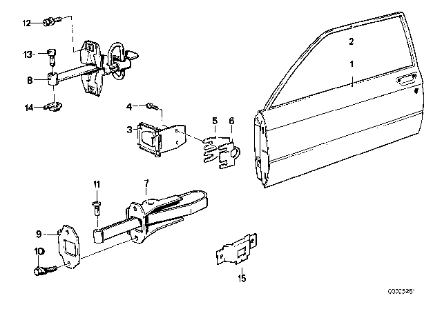 1978 BMW 320i Sedan(E21) Front Door - Hinge / Door Brake Diagram