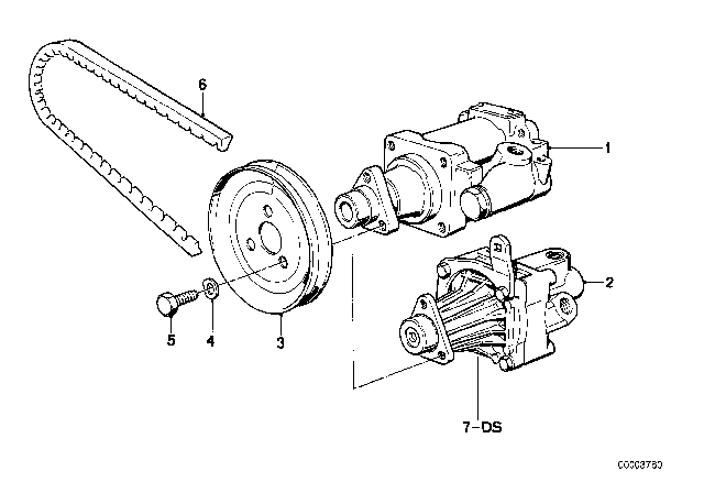 1987 BMW 528e Pulley Diagram for 32421730371