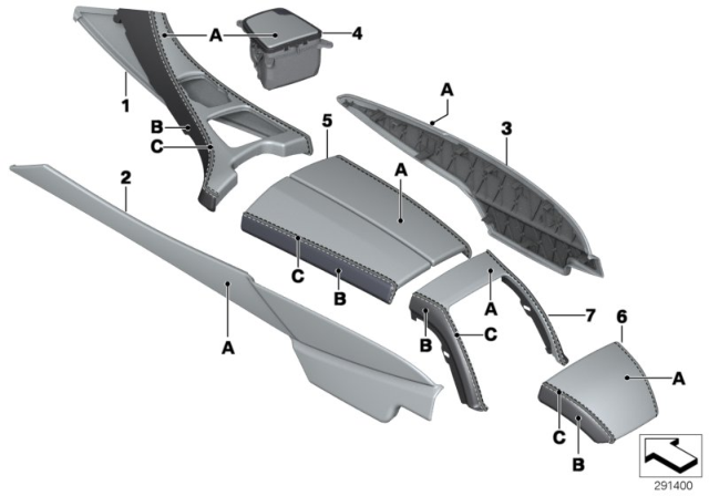 2015 BMW M6 Side Clip, Leather Diagram for 51167979235
