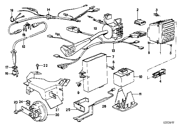 1987 BMW 325is Wiring Theft Alarm/Bordcomputer Diagram for 61121386258