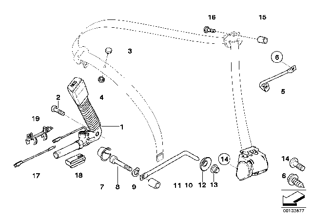 2004 BMW 645Ci Front Safety Belt Mounting Parts Diagram