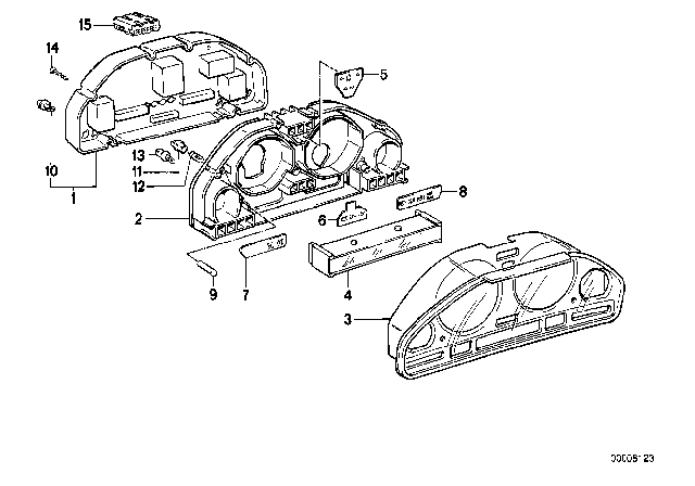 1990 BMW 750iL Instruments Combination - Single Components Diagram 1
