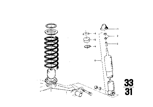 1974 BMW 2002 Shock Absorber / Coil Spring / Attaching Parts Diagram