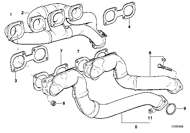 1994 BMW 740iL Exhaust Manifold Diagram for 11621737414