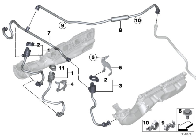 2013 BMW 750i Fuel Tank Ventilation Valve With Pipe Diagram for 13907636160