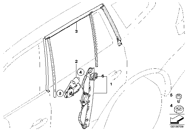 2007 BMW X3 Rear Left Window Regulator Diagram for 51353448251