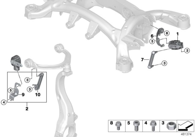 2015 BMW X6 Ride Height Sensor / Mounting Parts Diagram