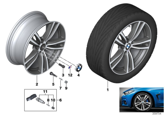 2015 BMW 435i xDrive Gran Coupe Disc Wheel, Light Alloy, Orbitgrey Diagram for 36117852494